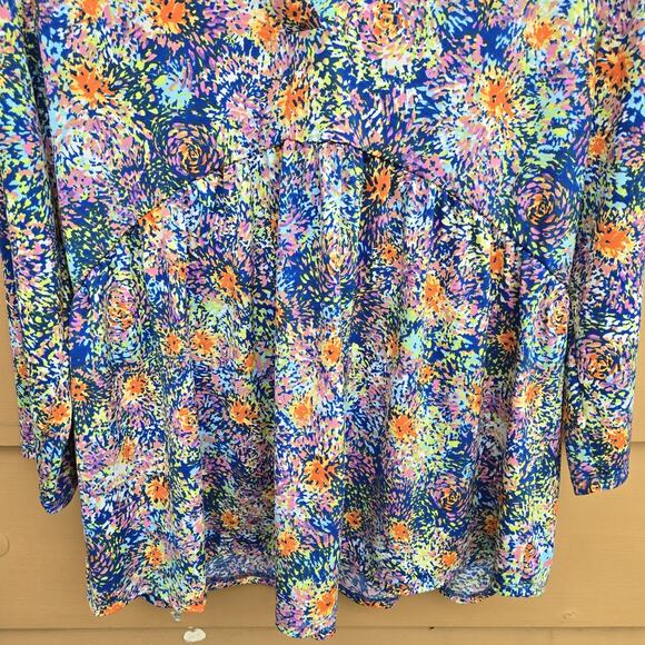 Dear Scarlett Lizzy Babydoll Top Womens Large Multicolor Fireworks - Picture 4 of 8